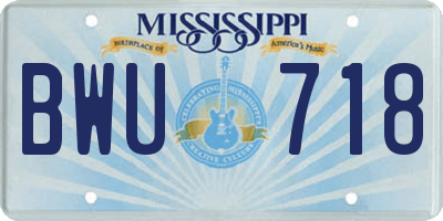 MS license plate BWU718