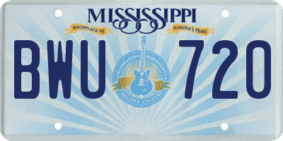 MS license plate BWU720