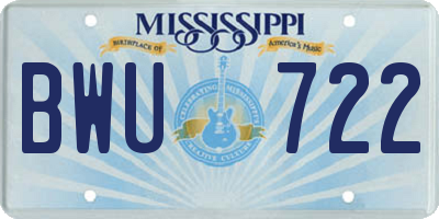 MS license plate BWU722