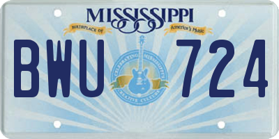 MS license plate BWU724
