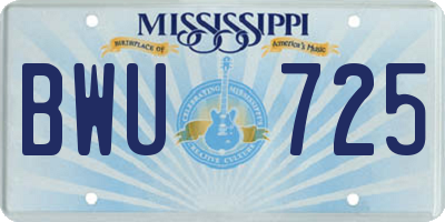 MS license plate BWU725