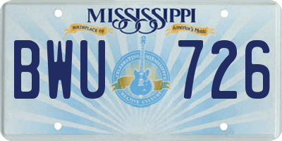MS license plate BWU726