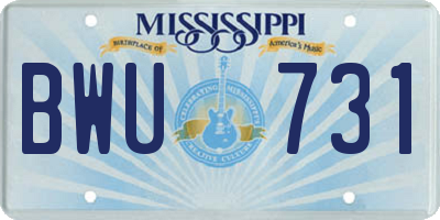 MS license plate BWU731