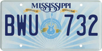MS license plate BWU732