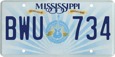 MS license plate BWU734