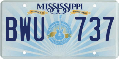 MS license plate BWU737
