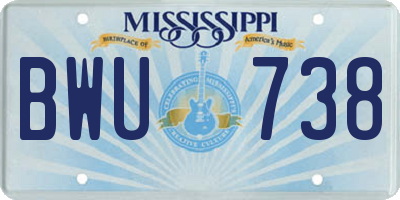 MS license plate BWU738