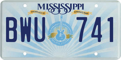 MS license plate BWU741