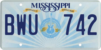 MS license plate BWU742