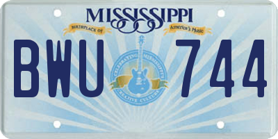 MS license plate BWU744