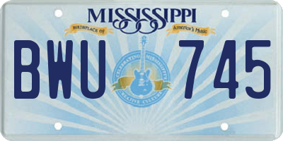 MS license plate BWU745