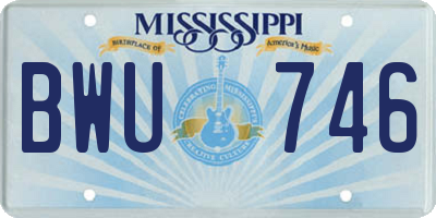 MS license plate BWU746