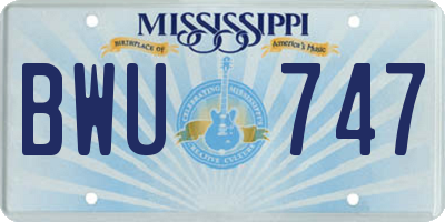 MS license plate BWU747