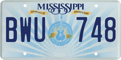 MS license plate BWU748