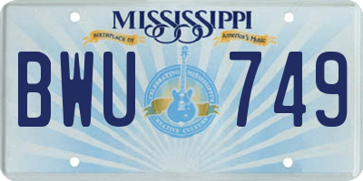 MS license plate BWU749