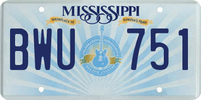 MS license plate BWU751