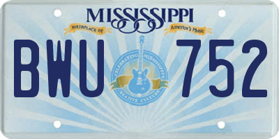 MS license plate BWU752