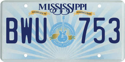 MS license plate BWU753