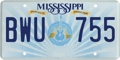 MS license plate BWU755