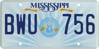 MS license plate BWU756