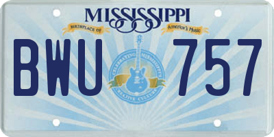 MS license plate BWU757