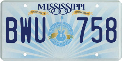 MS license plate BWU758