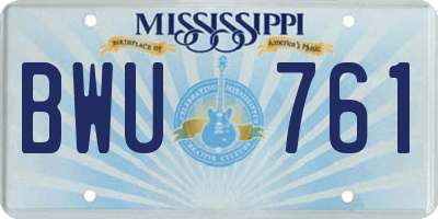 MS license plate BWU761