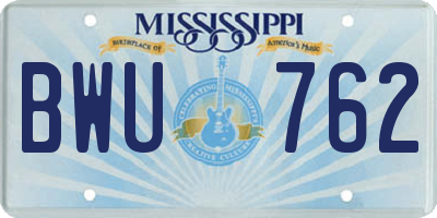 MS license plate BWU762