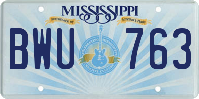 MS license plate BWU763