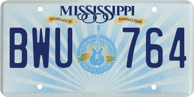 MS license plate BWU764