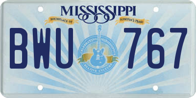MS license plate BWU767