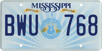 MS license plate BWU768