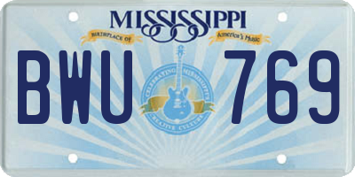 MS license plate BWU769