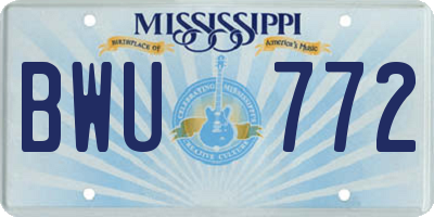 MS license plate BWU772