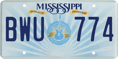 MS license plate BWU774