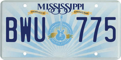 MS license plate BWU775