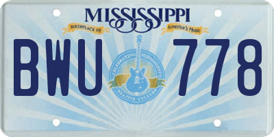 MS license plate BWU778