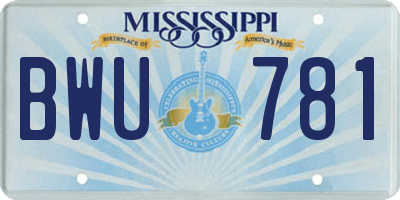 MS license plate BWU781