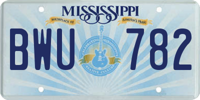 MS license plate BWU782