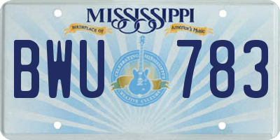 MS license plate BWU783