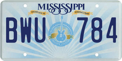 MS license plate BWU784