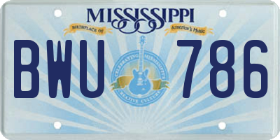 MS license plate BWU786