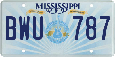 MS license plate BWU787