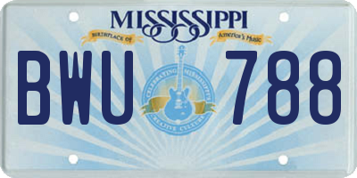 MS license plate BWU788