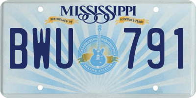 MS license plate BWU791