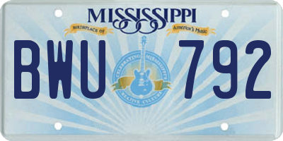 MS license plate BWU792