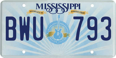 MS license plate BWU793
