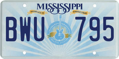 MS license plate BWU795