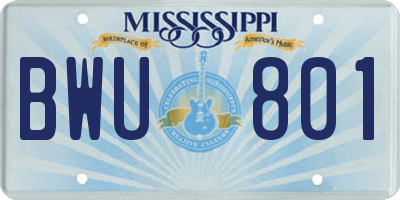 MS license plate BWU801
