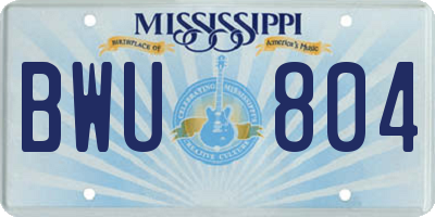 MS license plate BWU804